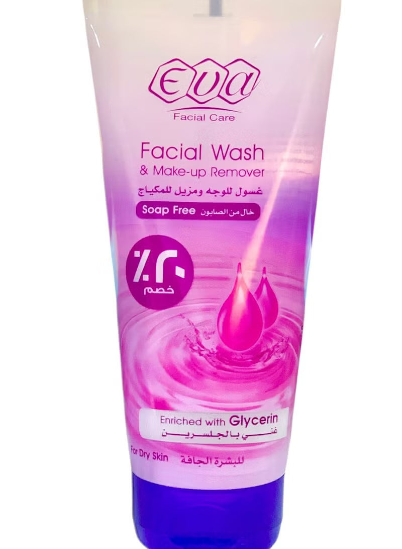 Eva Cosmetics Facial Wash & Makeup Remover with Glycerin for Dry Skin - 150ml