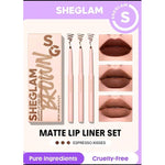 مجموعة شيغلام لتحديد الشفاه غير اللامع - قبلات الإسبريسو | يدوم طويلاً، ناعم، وخالي من القسوة (3 قطع)