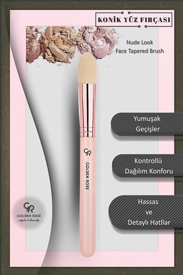 Golden Rose Nude Look Tapered Face Brush – Precision Blending Brush