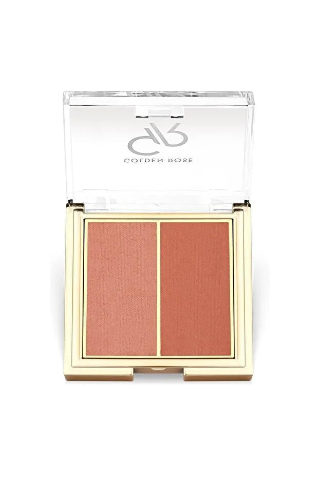 Golden Rose Iconic Blush Duo – Dual‑Tone Powder Blush - 02 Peachy Coral