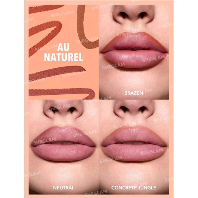 SHEGLAM Matte Lip Liner Set – Au Naturel | Long-Lasting, Smooth & Cruelty-Free (3 Pcs)