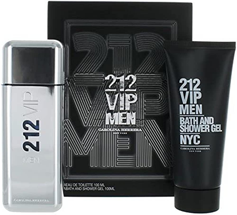 Carolina Herrera 212 Vip For Men Gift Set -100ml Edt Spray, 100ml Bath And Shower Gel