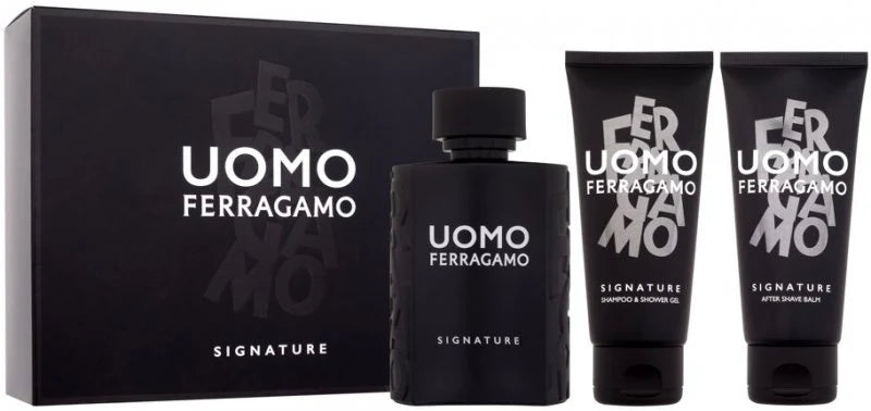 Salvatore Ferragamo Uomo Signature for Men Gift Set - 3 Pieces (100ml + Shower gel + Aftershave)