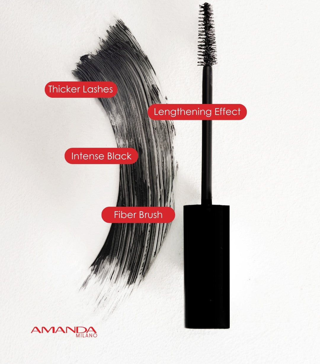 Amanda Eye Dare You Mascara Intense Black, Thicker Lashes, Concial Fiber Volume Brush