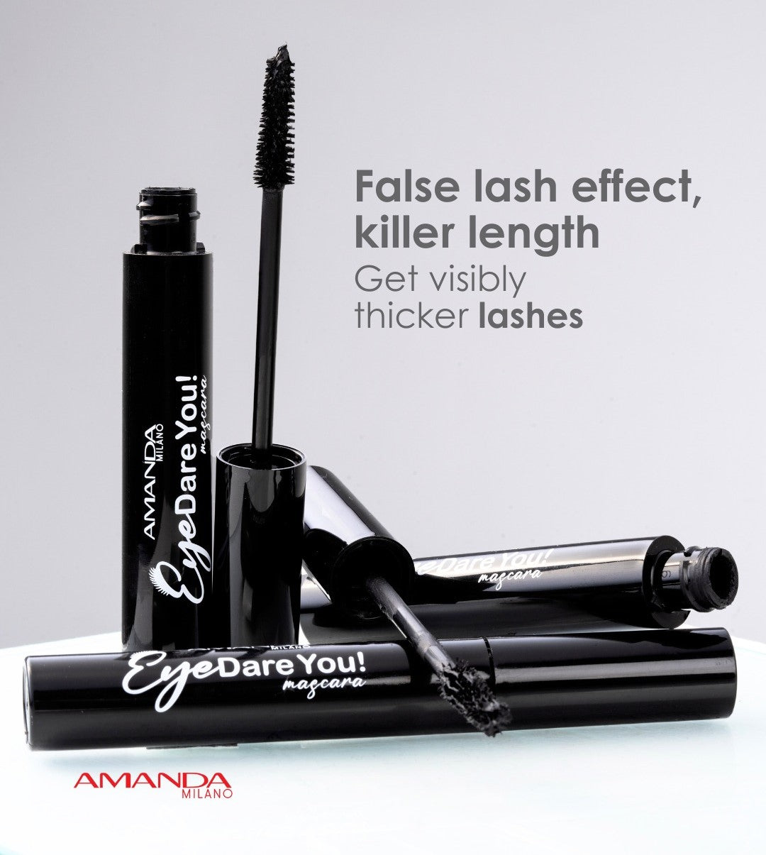 Amanda Eye Dare You Mascara Intense Black, Thicker Lashes, Concial Fiber Volume Brush