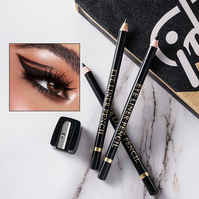 مجموعة أقلام تحديد العيون الخشبية من Me Now، 6 ألوان - 12 قطعة + مبراة