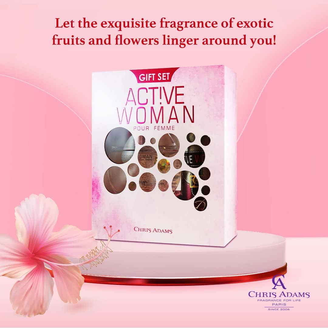 Active Woman Gift Set by Chris Adams - Eau de Parfum - (100ml EDP + Deodorant 200ml)