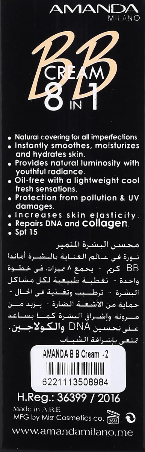 Amanda BB Cream 8 in 1 Beauty Balm - Color : 2