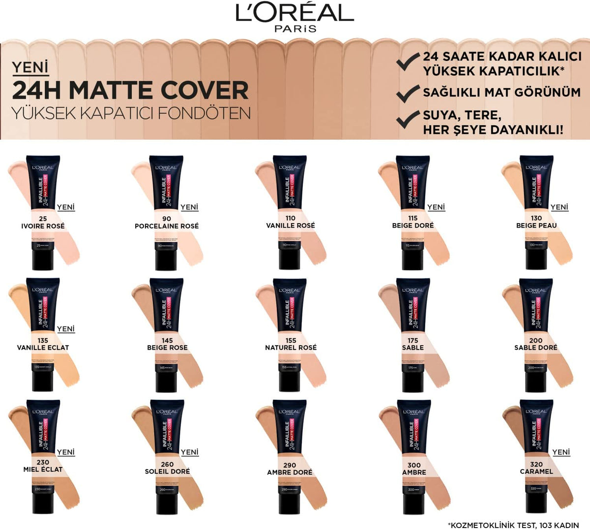 Infallible 24H Matte Cover Cream Foundation 25 Rose Ivory