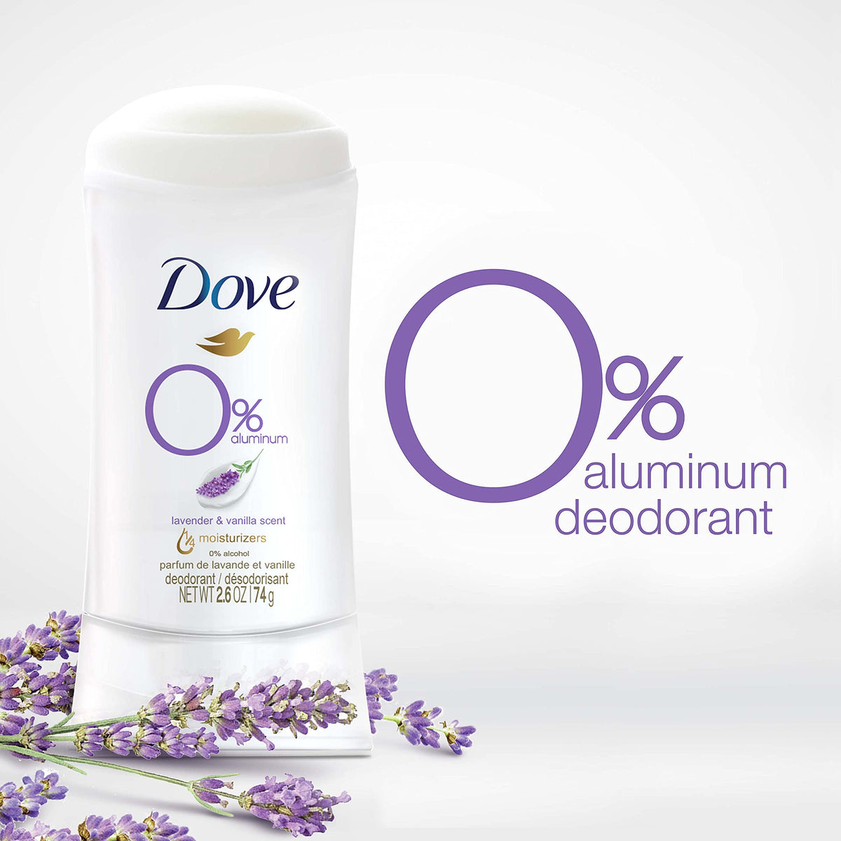 Dove 0% Aluminum Free Lavender & Vanilla Scent Deodorant Stick - 74gm
