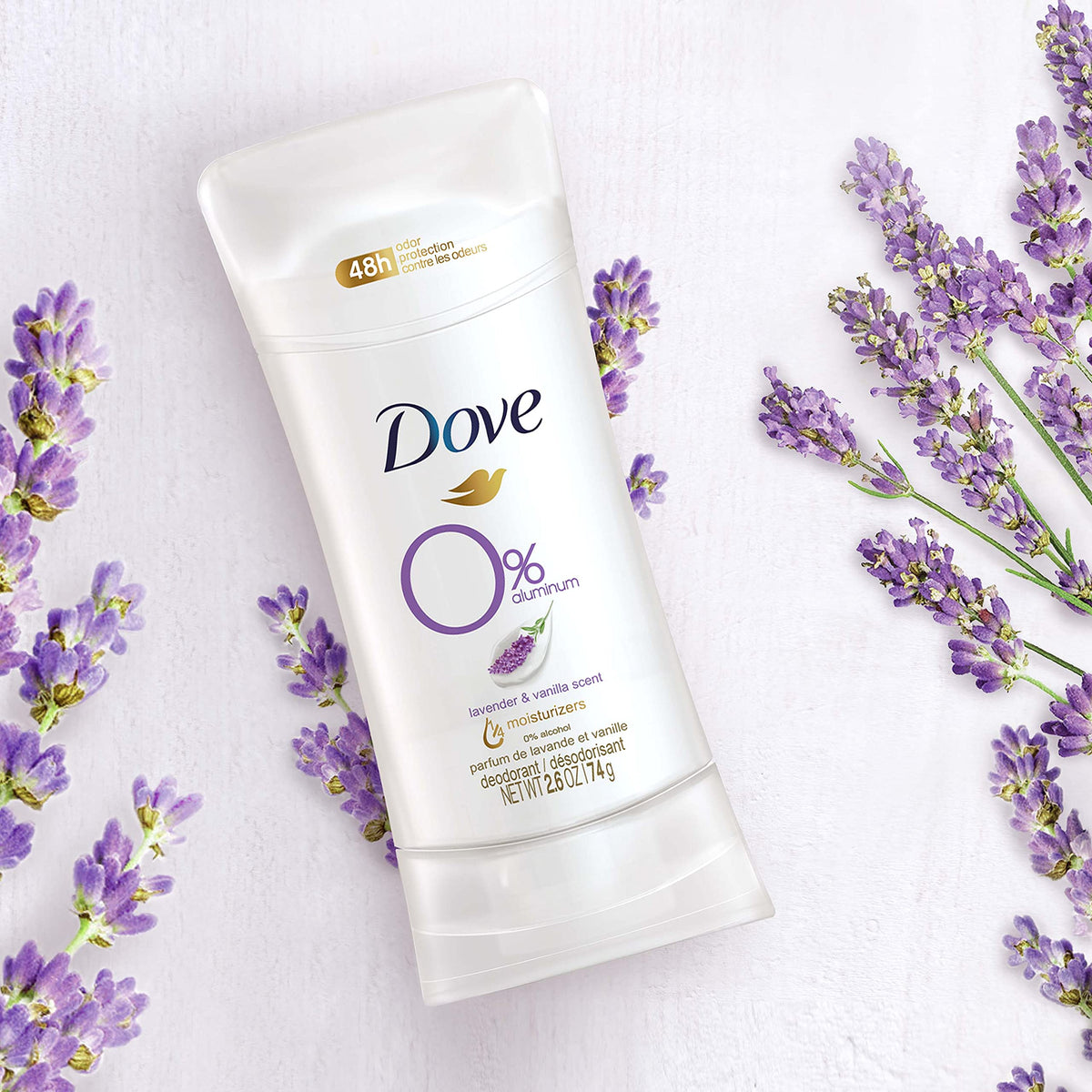 Dove 0% Aluminum Free Lavender & Vanilla Scent Deodorant Stick - 74gm