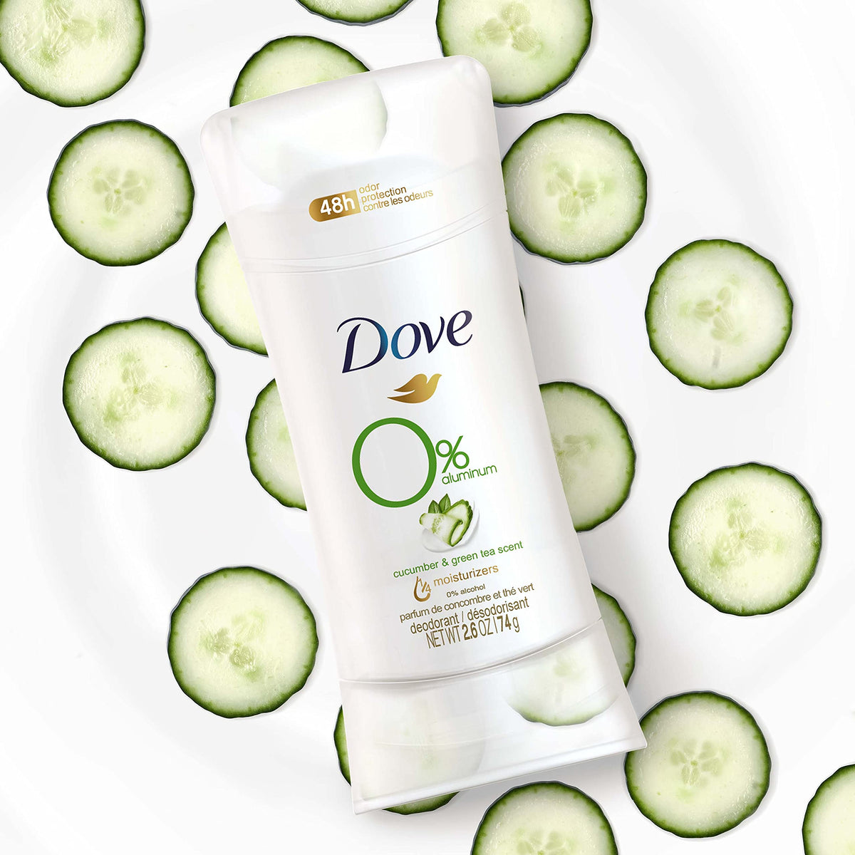 Dove 0% Aluminum Free Cucumber & Green Tea Scent Deodorant Stick -74gm