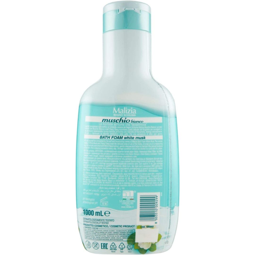 Malizia Bath-Foam - White musk with Anti bacterial - 1000ml