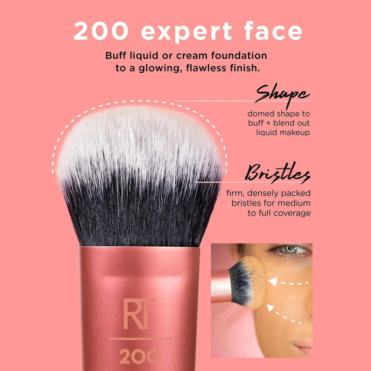 Real Technique Expert Face for Buff Liquid or Cream Foundation Brush RT200