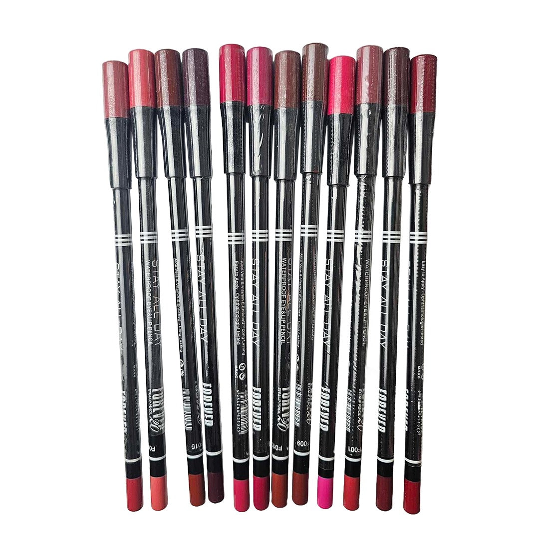 F014 Forever Stay All Day Eye & Lip Pencil Waterproof - 12Pcs