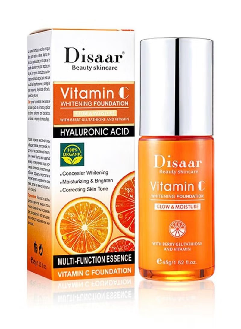 Disaar Beauty Waterproof Whitening Foundation with Hyaluronic Acid & Vitamin C - 45ml
