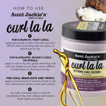 كريم تصفيف الشعر المجعد من Aunt Jackies La La Defining Curl Custard المعزز بزبدة الشيا وزيت الزيتون