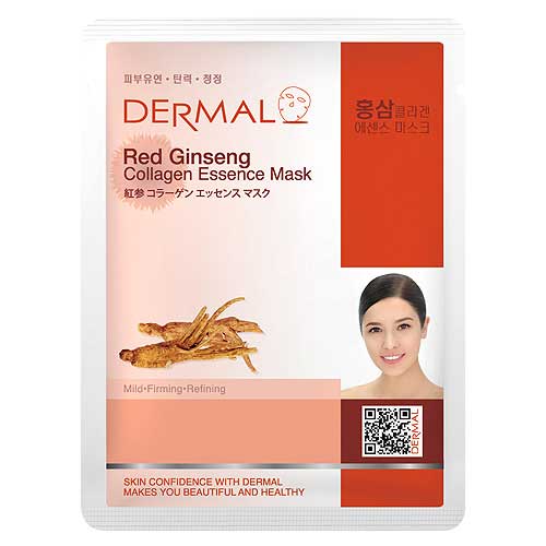 Red Ginseng Collagen Face Mask Anti Aging for Dry & Sensitive Skin by Dermal (23g) - Made in Korea (1 Pc)