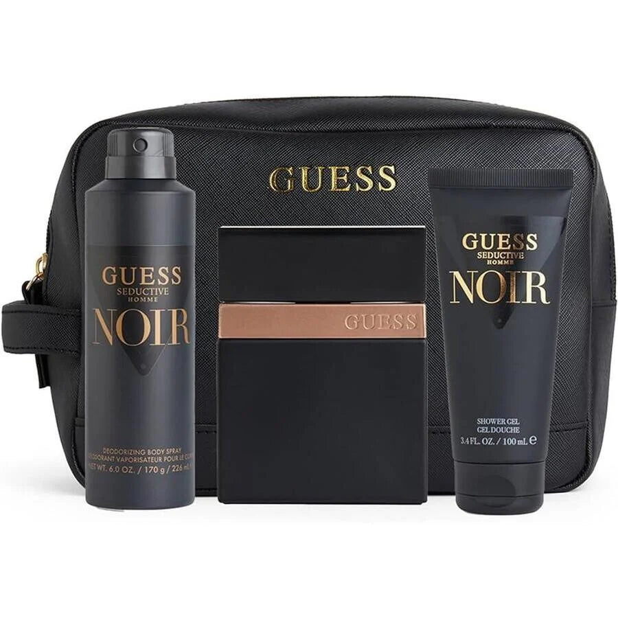 Guess Seductive Noir Gift Set for Men - ( Eau De Toilette 100ml + Deodorant + Shower gel + Pouch )