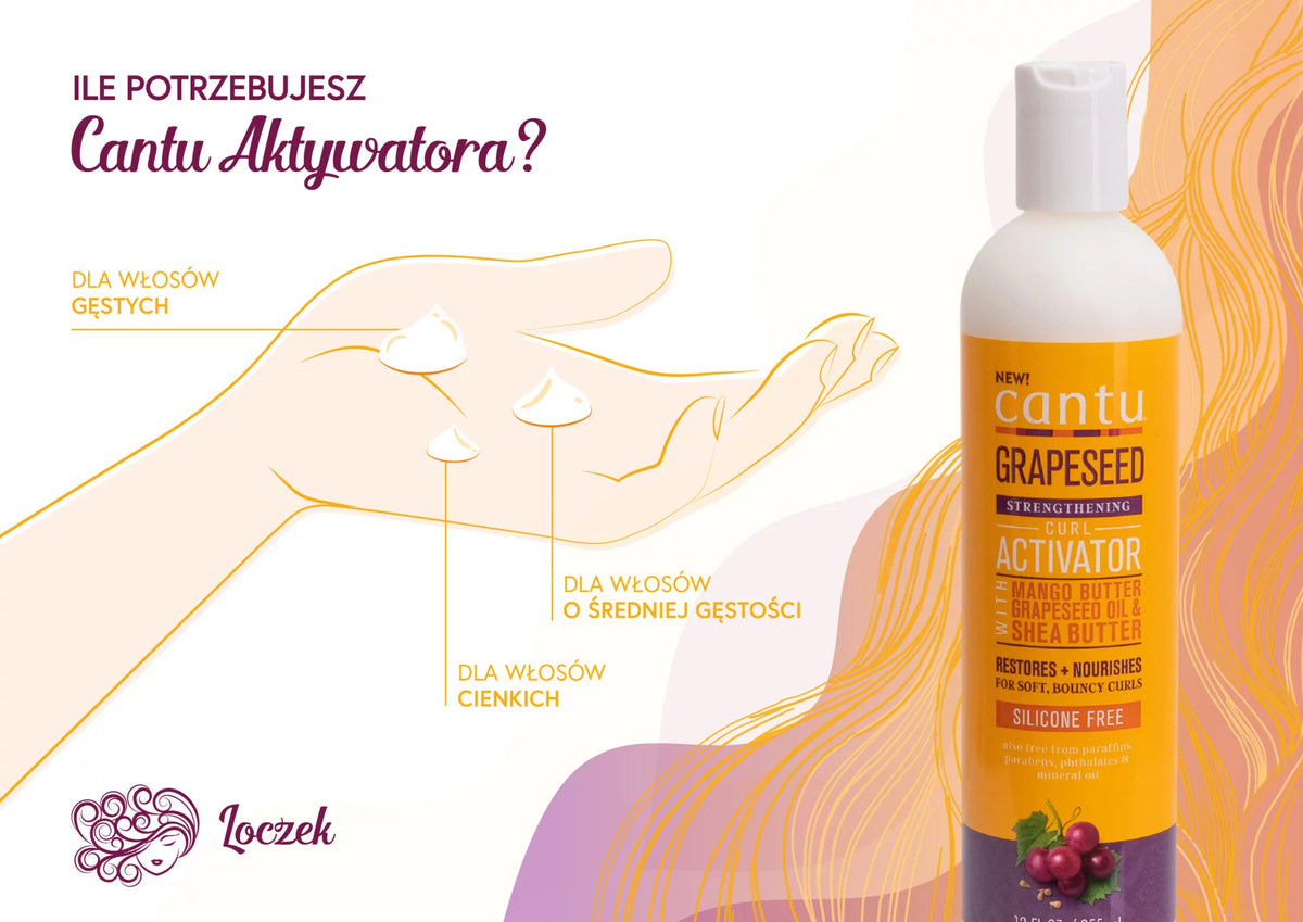 Cantu Grapeseed Curl Activator Cream -355ml ,كريم كانتو لتجعيد الشعر ببذور العنب