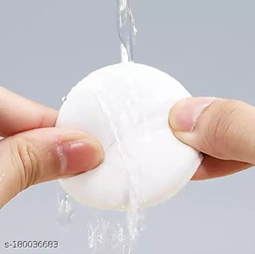 Powder Sponge with Silk Strap - White - 2PCS