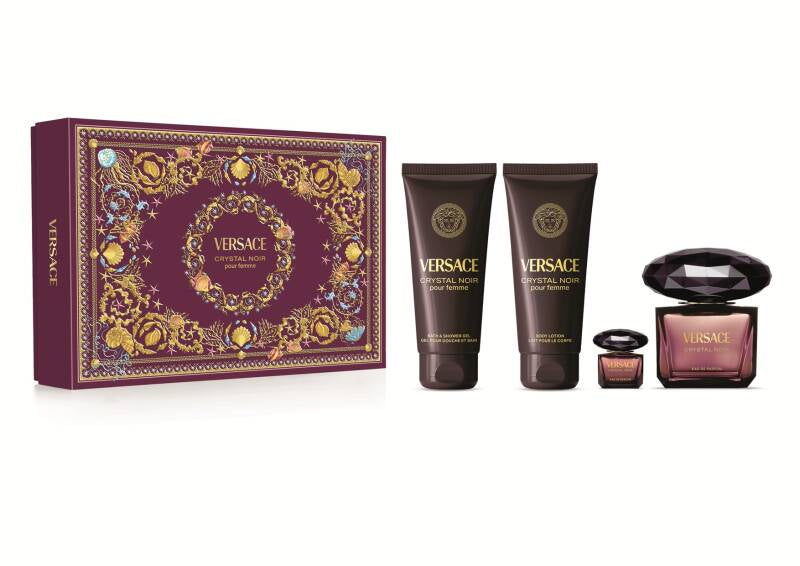 Crystal Noir Gift Set by Versace for Women - Eau de Parfum - Set (90ml + 5ml + 100ml Shower Gel + 100ml Body Lotion)
