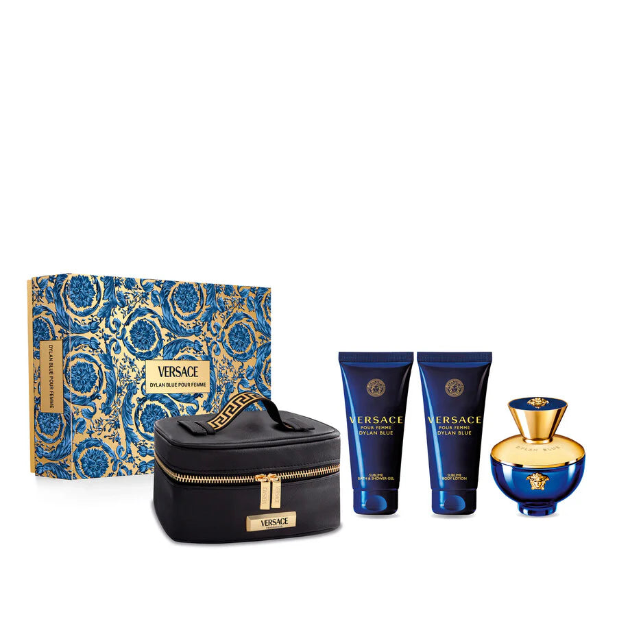 Versace Dylan Blue for Women - Eau de Parfum - Gift set 4 Pcs (Pouch + Body Lotion + Shower Gel + 100ml EDP)