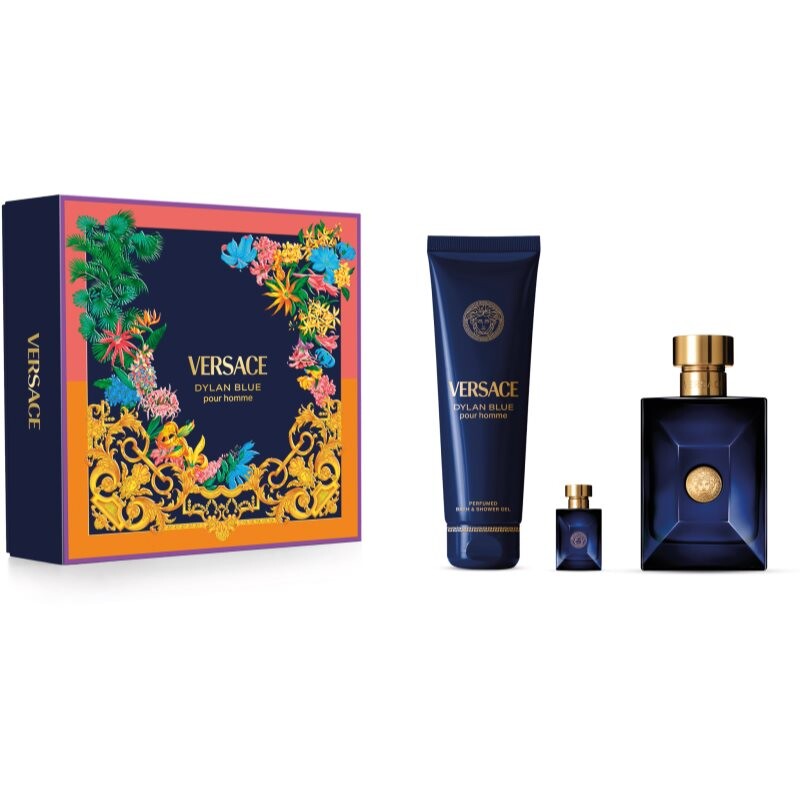 Dylan Blue Gift Set by Versace for Men - Eau de Toilette - Set (100ml + 5ml + 150ml Shower Gel)