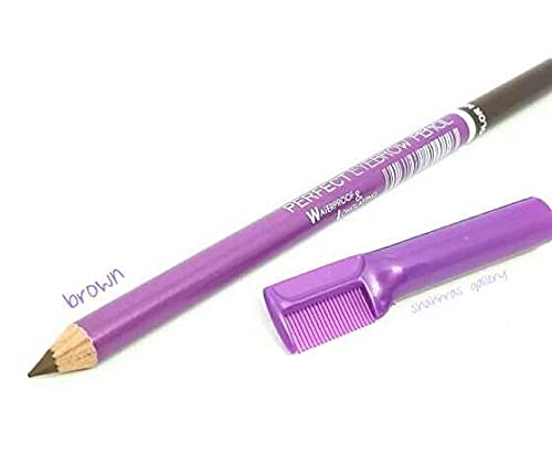 02 قلم حواجب مع فرشاة مشط للحواجب - بني غامق - قطعتين