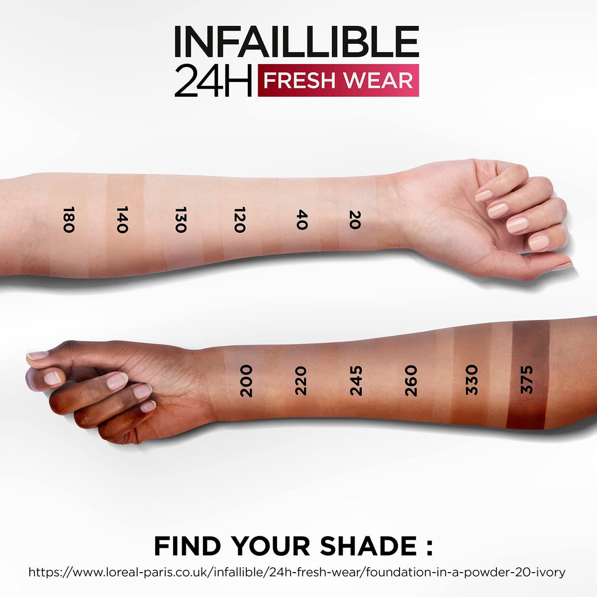 L'OREAL PARIS, Infaillible 24H Fresh Wear Foundation in a powder, 020 Ivoire Ivory