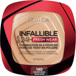 لوريال باريس، كريم أساس Infaillible 24H Fresh Wear على هيئة بودرة، 140 Golden Beige Dore Beige