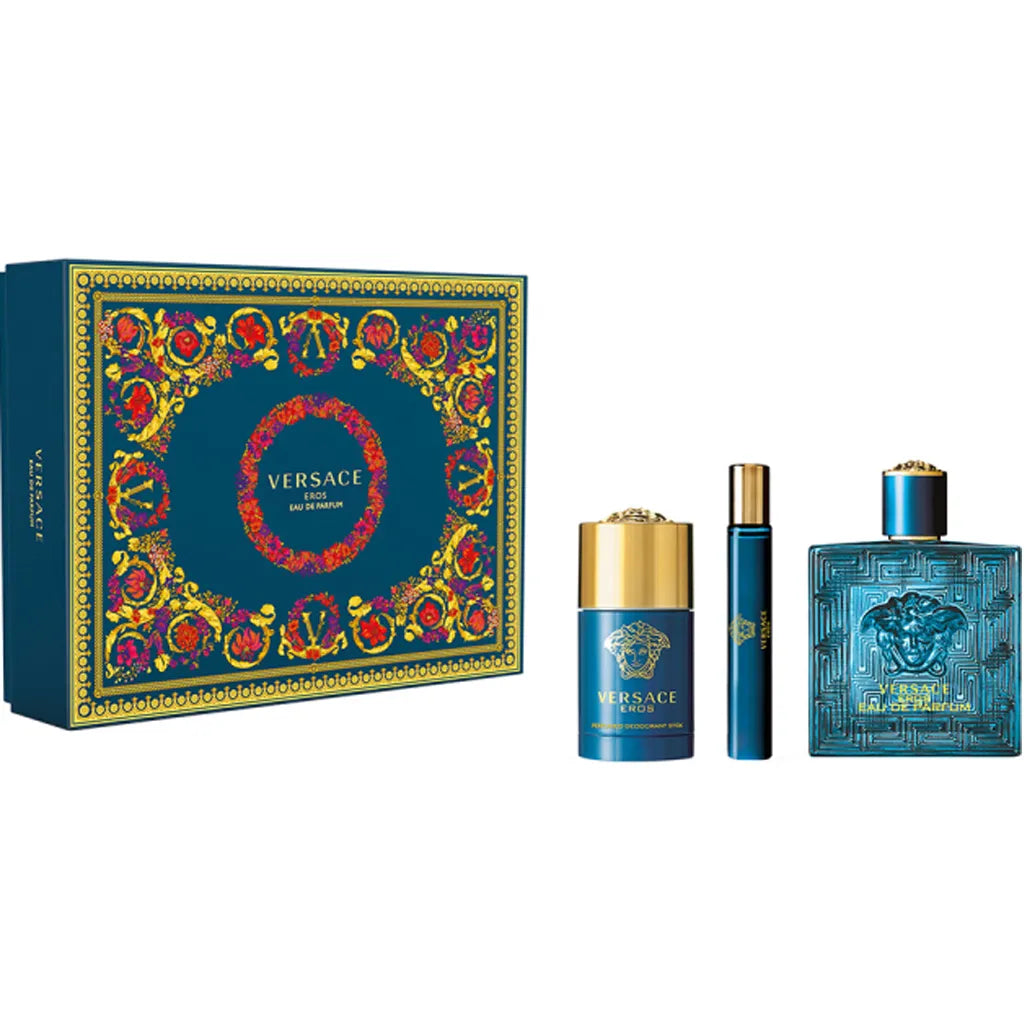 Versace Eros for Men Gift Set ( Eau de Parfum 100 ml + 10 ml Spray + 75 ml Deostick )