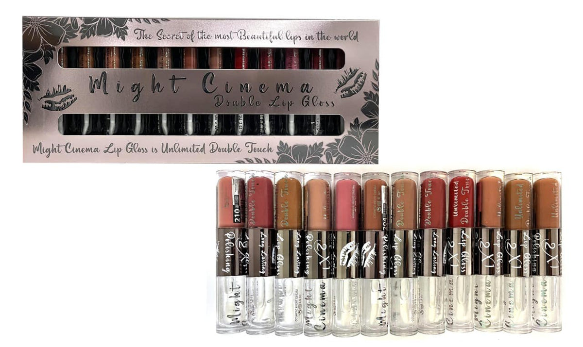 ملمع شفاه مزدوج من مايت سينما (غير لامع ولامع) - 12 قطعة