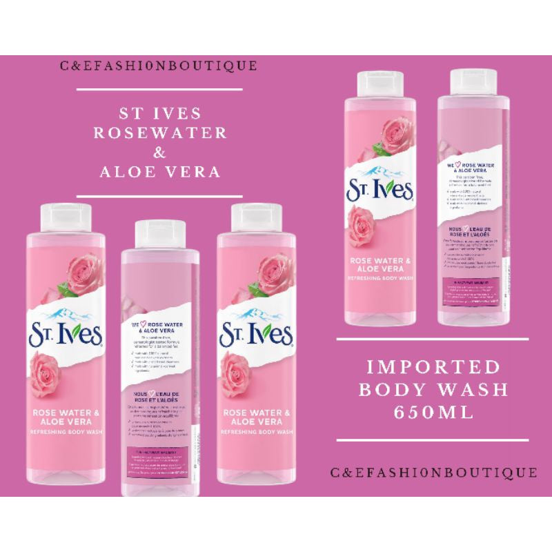St. Ives Refreshing Cleanser Rose Water & Aloe Vera Body Wash, Shower gel100% Natural Extracts