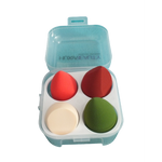 علبة اسفنجات مكياج بيوتي بلندر من هوكسيا بيوتي - طقم من 4 قطع اسفنجة مدمجة للميكب + صندوق للحفظ