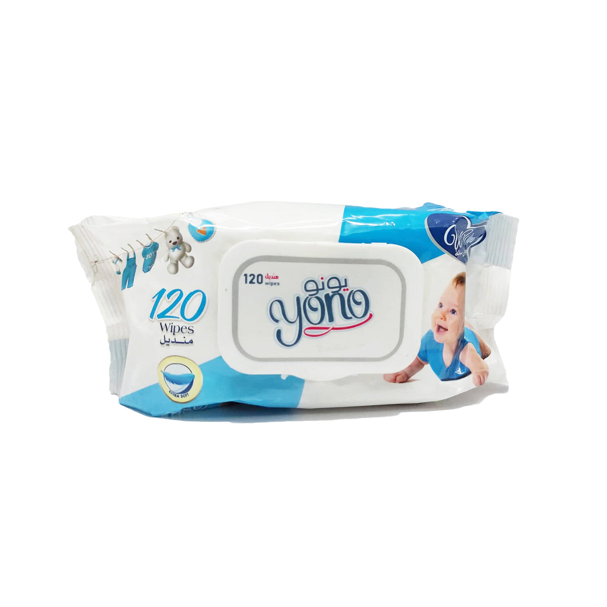 مناديل مبللة من يونو - 120 قطعة (خالية من الكحول)