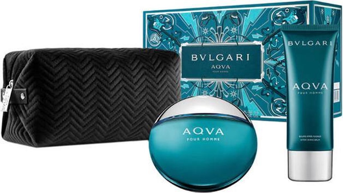 Bvlgari Aqva Pour Homme Gift Set -EDT 100 Ml, 100 Ml After Shave Balm And Pouch