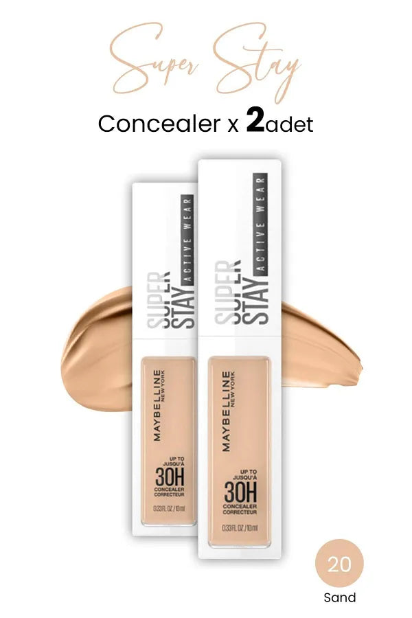 Maybelline New York Super Stay Active Wear Concealer Up to 30H Full Coverage Matte, 20 Sand Off White