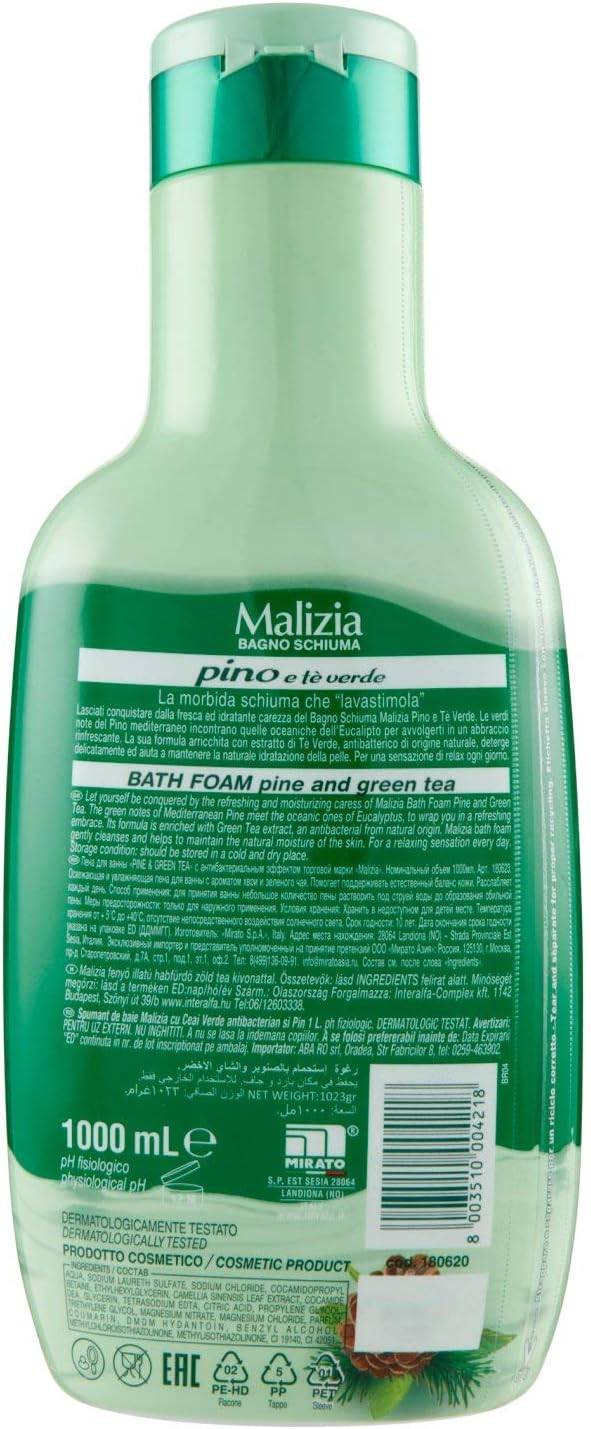 Malizia Bath-Foam - Pine and Green tea with Anti bacterial - 1000ml