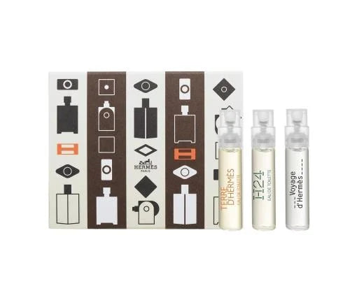 Hermès Men’s Fragrance Discovery Set – Voyage d’Hermès, Terre d’Hermès & H24 - Eau de Toilette - (3 × 2ml Samples)