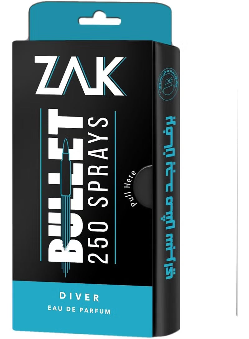 Zak Diver Bullet 250 sprays for Men - Eau De Parfum - 25ml