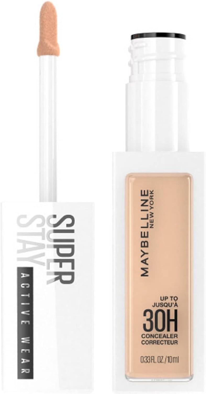 Maybelline New York Super Stay Active Wear Concealer Up to 30H Full Coverage Matte, 20 Sand Off White