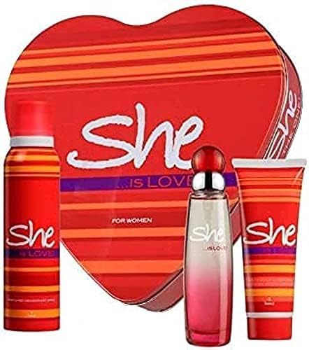 Hunca She Is Love Heart Gift Sets For Women With Perfume/ Deodorant & Body Lotion