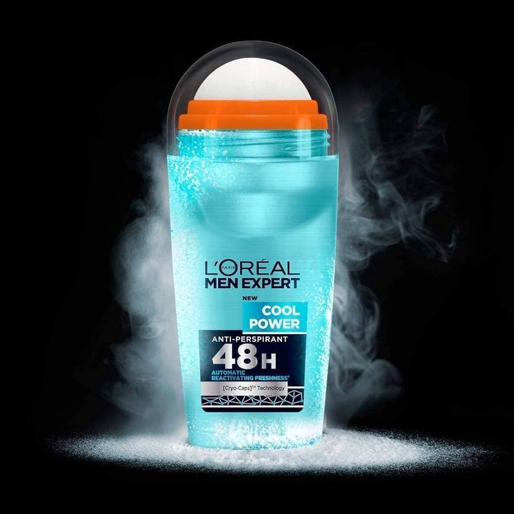 L'oreal XXL Cool Power Ice Effect 48H Automatic Reactivating Freshness Roll on | Cryo-Caps Technology - 50ml