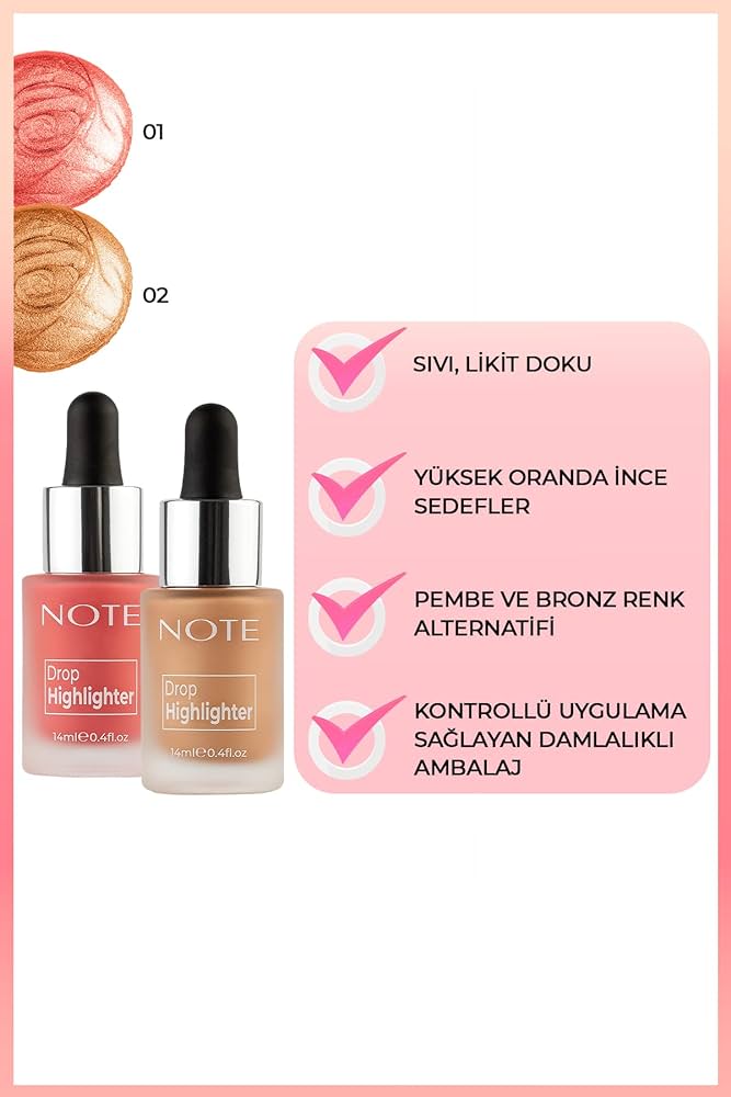 Note Cosmetique Drop Highlighter All Skin Types - 02 Charming Desert