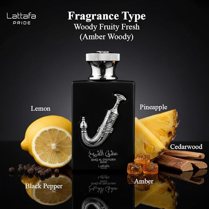 Ishq Al Shuyukh Silver by Lattafa for Unisex - Eau de Parfum - 100ml
