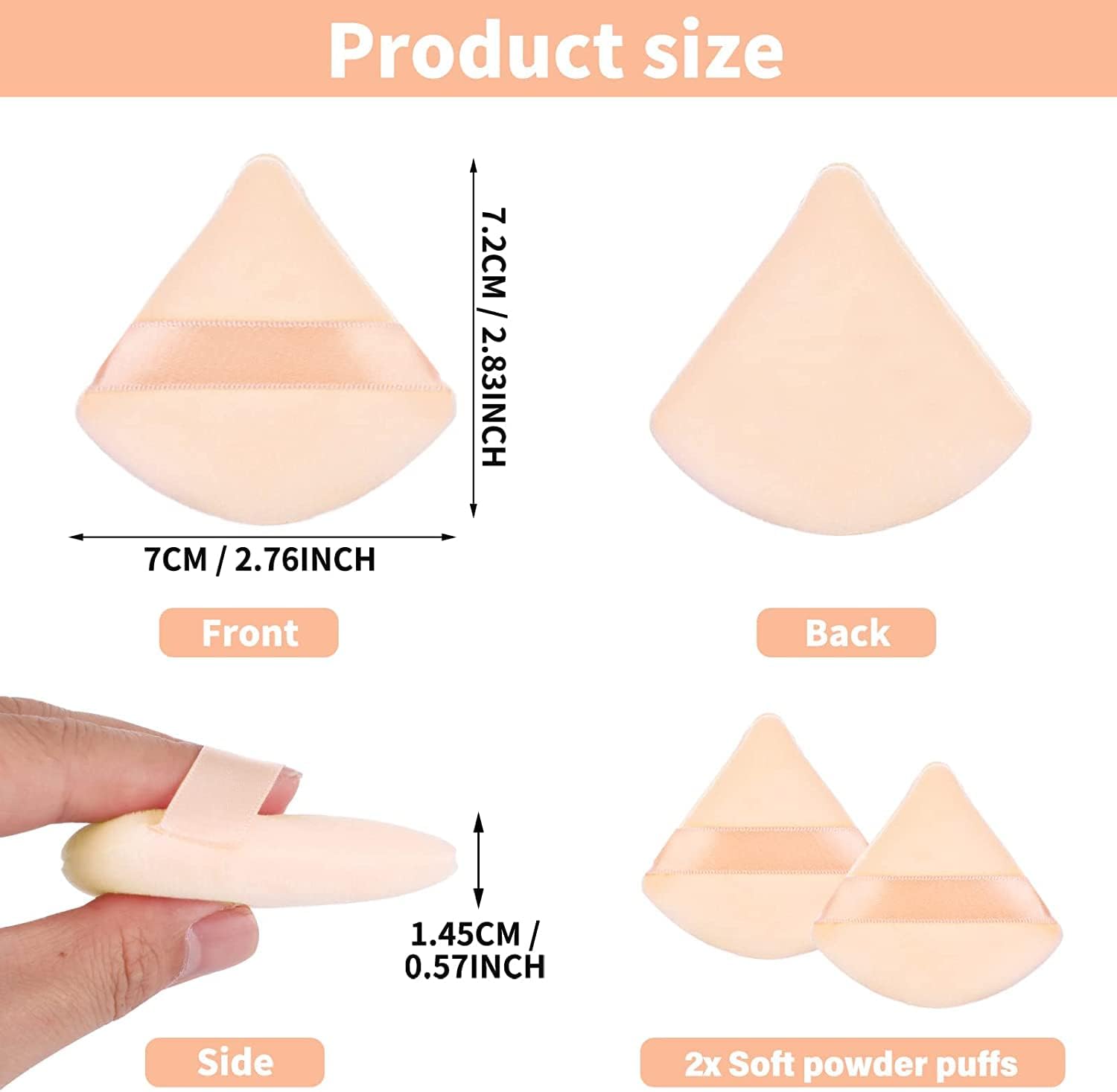 2Pcs Powder Puff Makeup Triangle Powder Puff Soft Powder Puffs Sponge ...