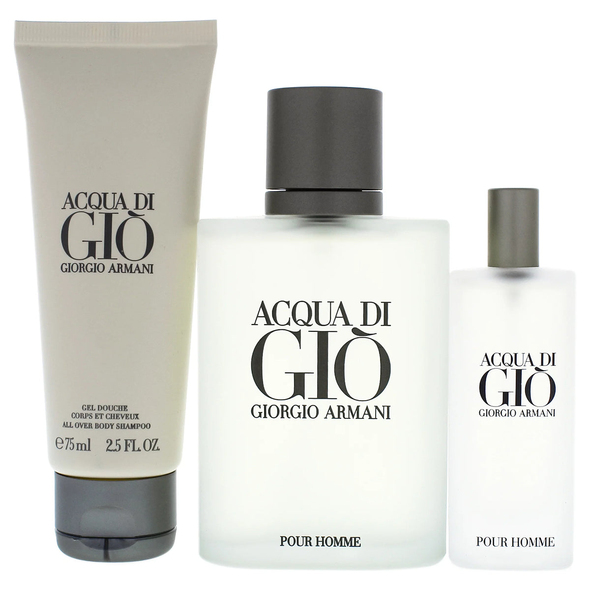 Giorgio Armani Acqua Di Giò Gift Set ( EDP 125ml - Travel size 15ml - All over Body Shampoo 75ml )