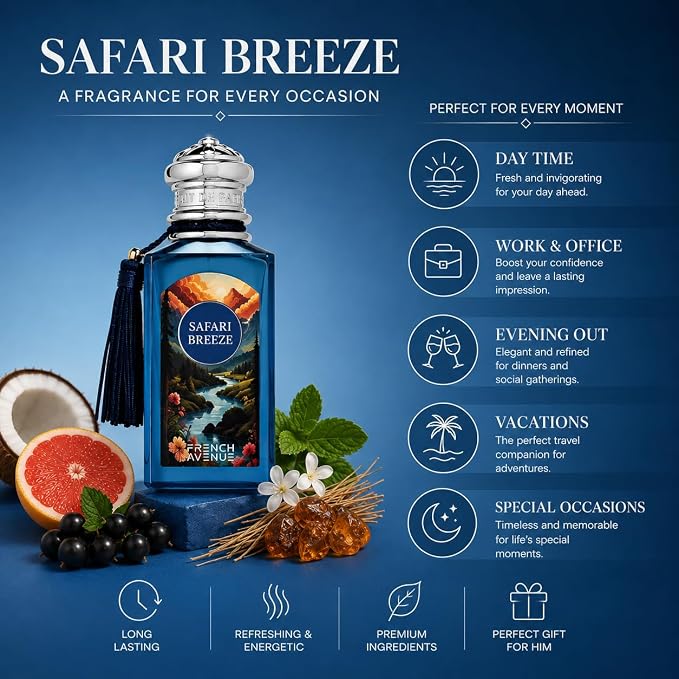 Safari Breeze by French Avenue for Unisex - Extrait de Parfum - 100ml