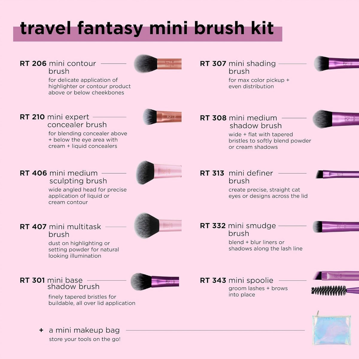 Real Techniques - Mini Brush Set Travel Fantasy